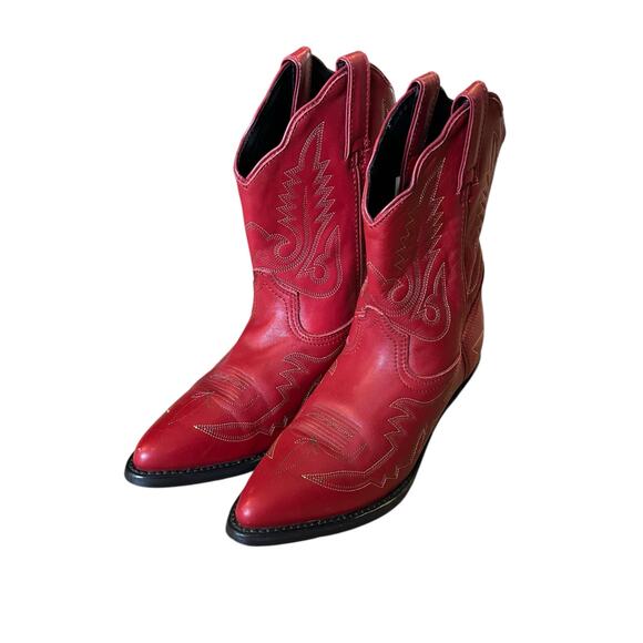 *SOLD* Red Leather Western Cowboy Boots – Women’s Size 8.5M BohoCowgirl Rodeo - Picture 2 of 6